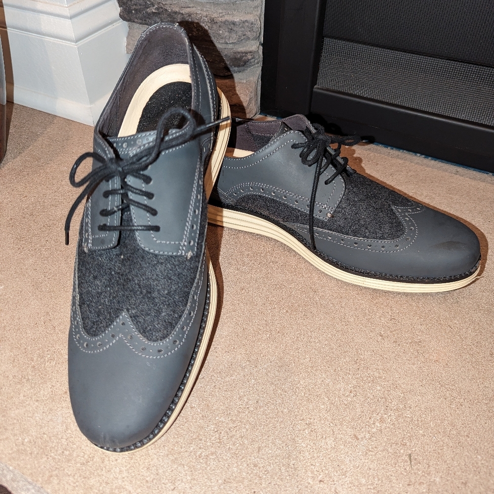 Cole Haan original grand wingtip shoes, mens, size 8.5, dark gray